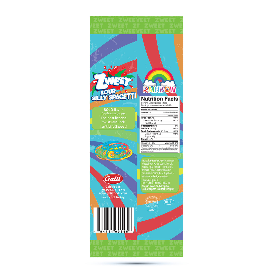 Sour Silly Spagetti | Zweet | 4.5 oz (12 Pack)