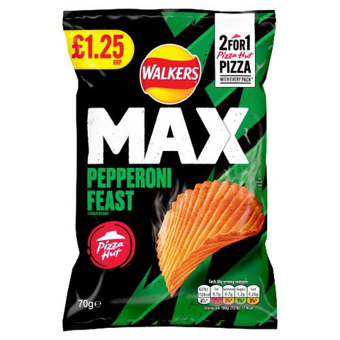 Lay's Walkers Max Pepperoni Feast Flavor by Pizza Hut (50g) (Uk) 6-Pack