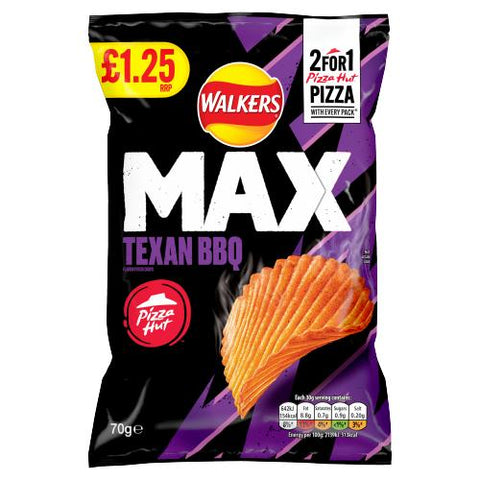 Lay's Walkers Max Texas BBQ Flavor by Pizza Hut (50g) (Uk) 6-Pack