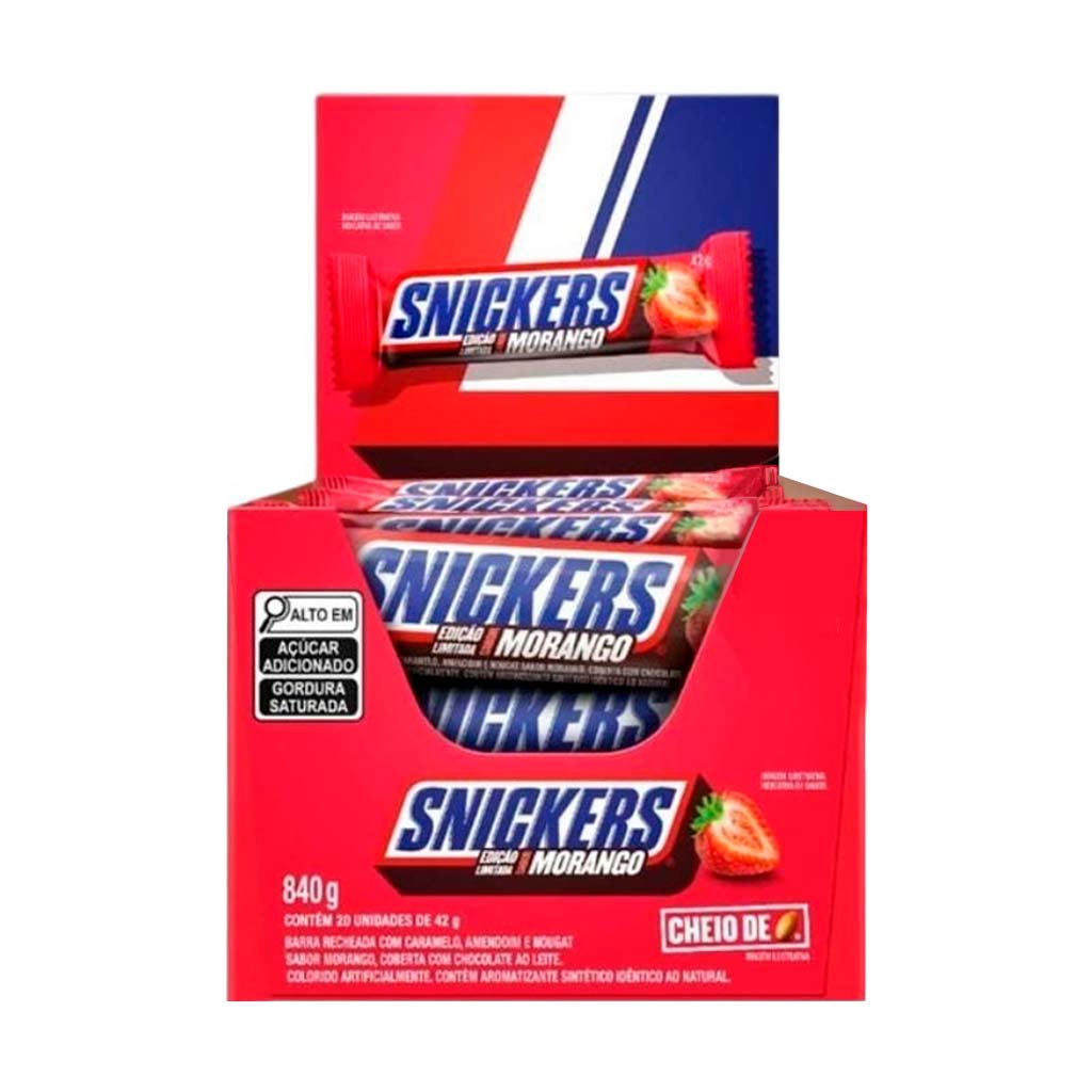 CHOCOLATE SNICKERS SABOR MORANGO (42g) (20ct.) (Brazil)