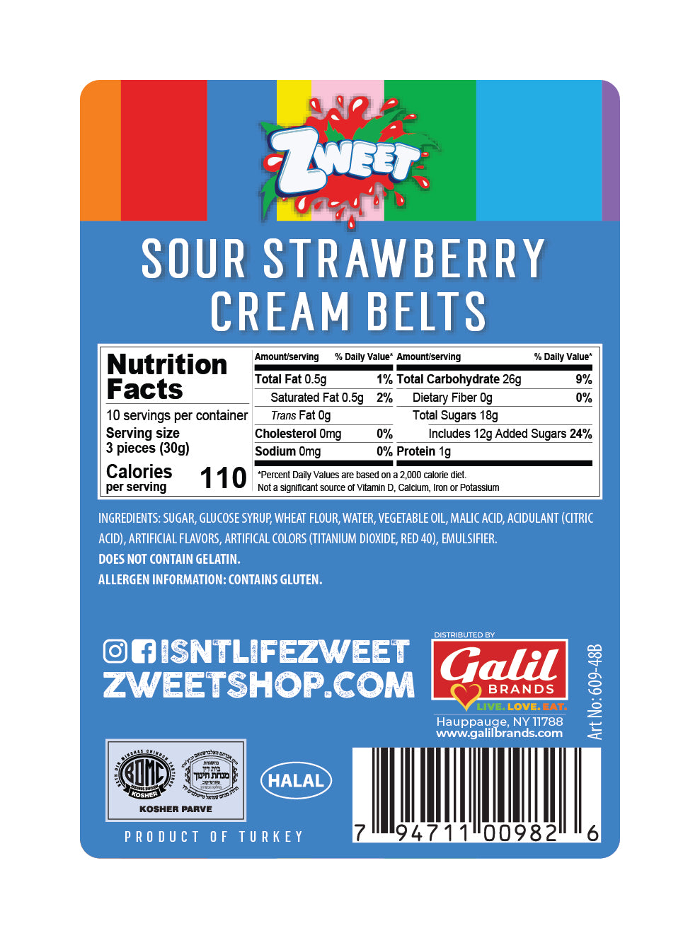 Sour Strawberry Creamsicle Belts | Zweet | 10 oz (3 pack)