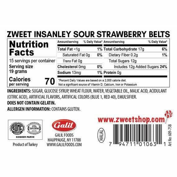 Insanely Sour Strawberry Belts | Zweet | 10 oz (3 pack)