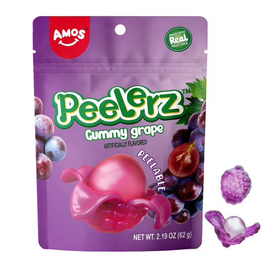 Amos Gummy Peelerz Grape 2.2oz, 6ct