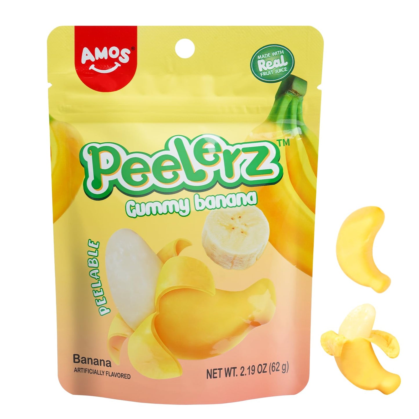 Amos Gummy Peelerz Banana 2.2oz, 6ct