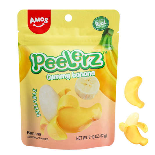 Amos Gummy Peelerz Banana 2.2oz, 6ct