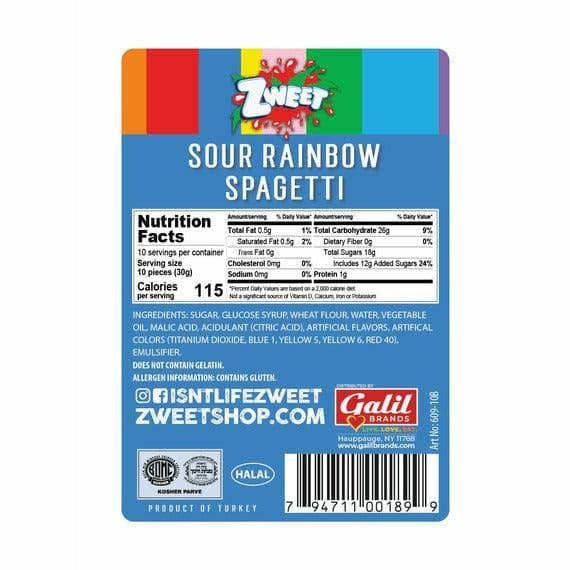 Sour Rainbow Silly Spagetti | Zweet | 10 oz (3 Pack)