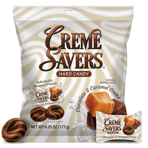 Creme Savers Hard Candy Chocolate and Caramel Creme 6ct (85g)