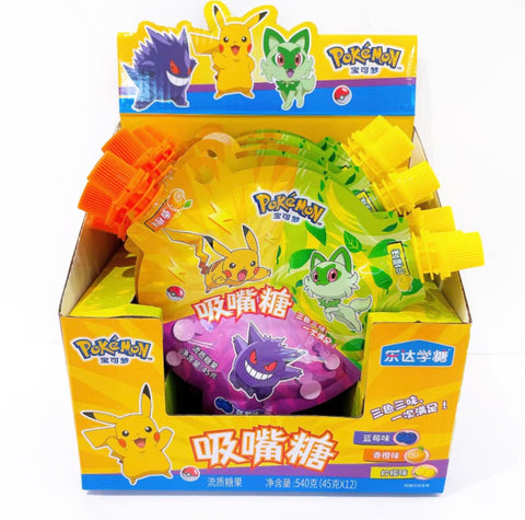 Leda Pokémon Jelly Candy - Orange, Lemon, Blueberry Flavor Display Box of 12 (45g) (China)