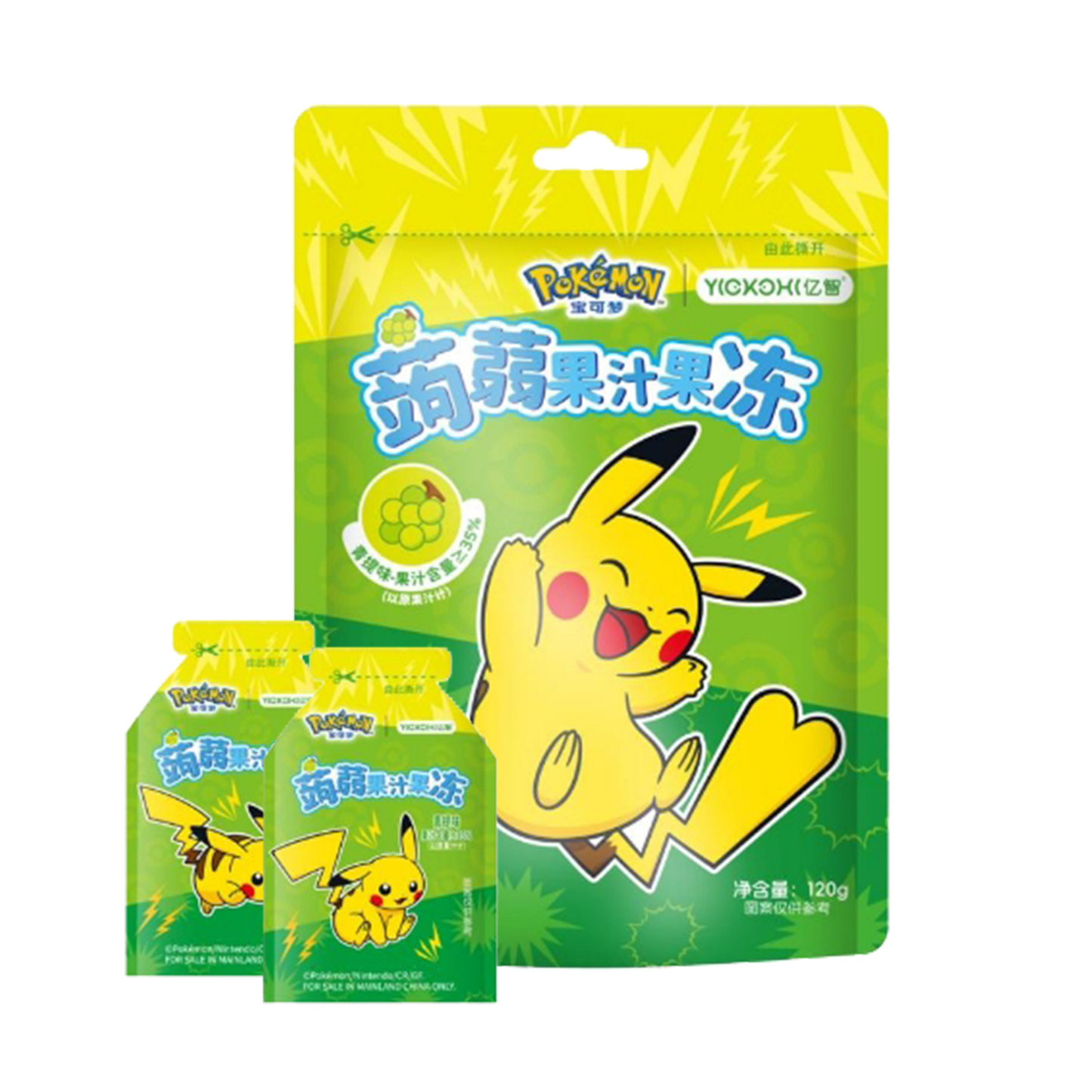 Pokémon Yizhi Green Grape Konjac Juice Jelly (120g) (China) 6-Pack