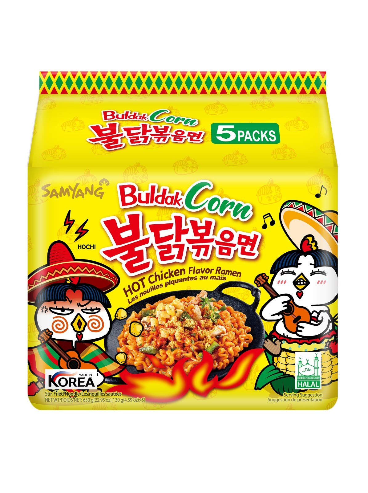 Samyang Buldak Corn HOT Chicken Ramen (130g) (Korea) 5-pack