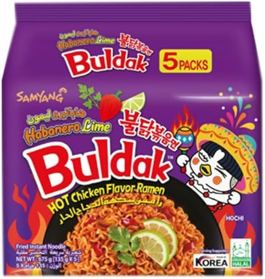 Samyang Buldak Habanero Lime HOT Chicken Ramen (135g) (Korea) 5-pack