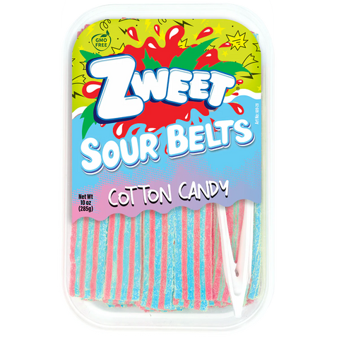 Sour Cotton Candy Belts | Zweet | 10 oz (3 Pack)