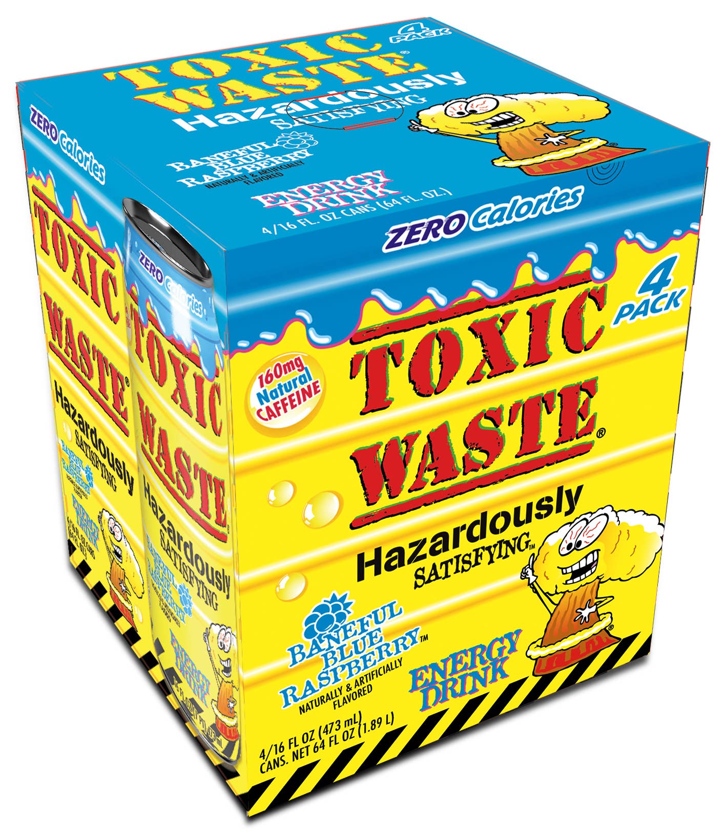 Toxic Waste Energy Drinks, Blue Raspberry, 16oz Cans, 4ct