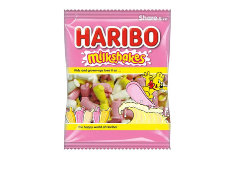 Haribo Milkshakes Bag (154g, UK) | Delightful Strawberry, Banana, & Vanilla Cream Flavors (6ct)