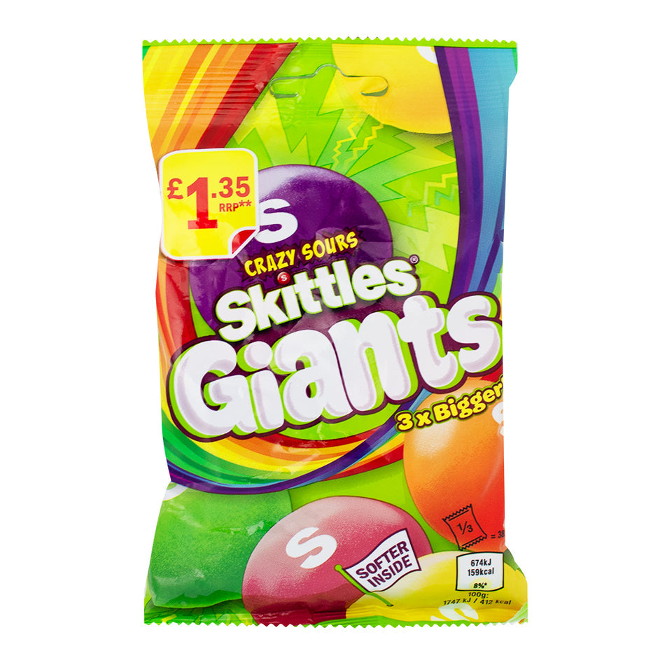 Skittles Giants Crazy Sours (116g) (UK) 6-Pack