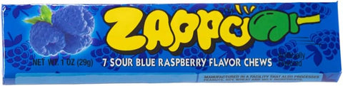 Zappo Sour Blue Raspberry Flavor Chews - Box of 30 (29g)