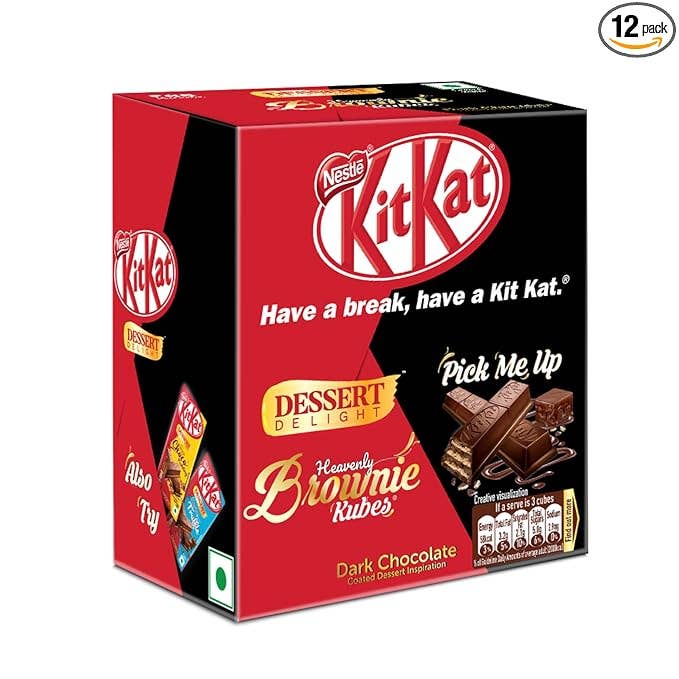 KITKAT Dessert Delight, Heavenly Brownie Kubes Wafer Coated With Dark Chocolate Tablets 50g, case 12ct: Default Title